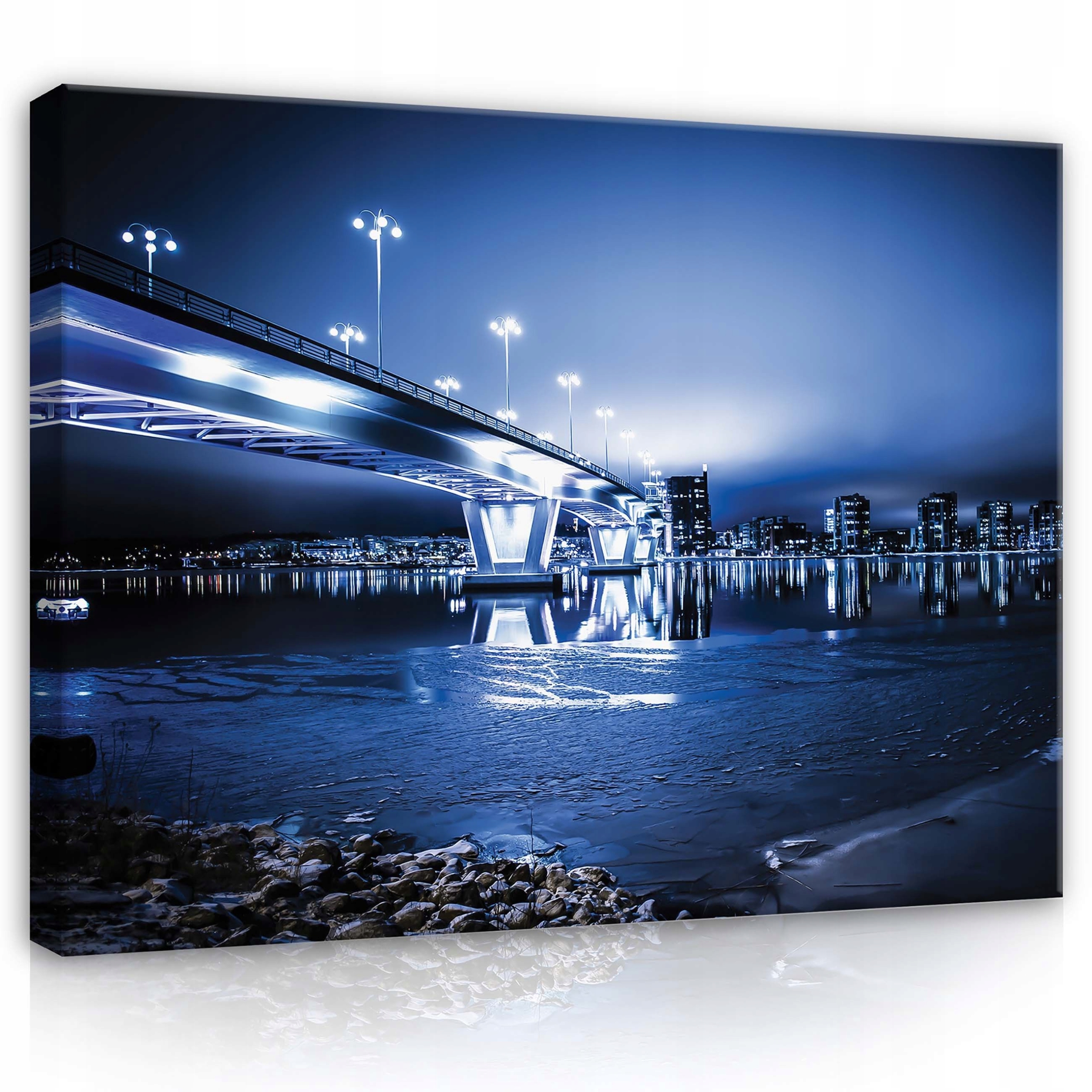 Obraz 100x75 Noční město most odraz voda světlo pohyb dynamika