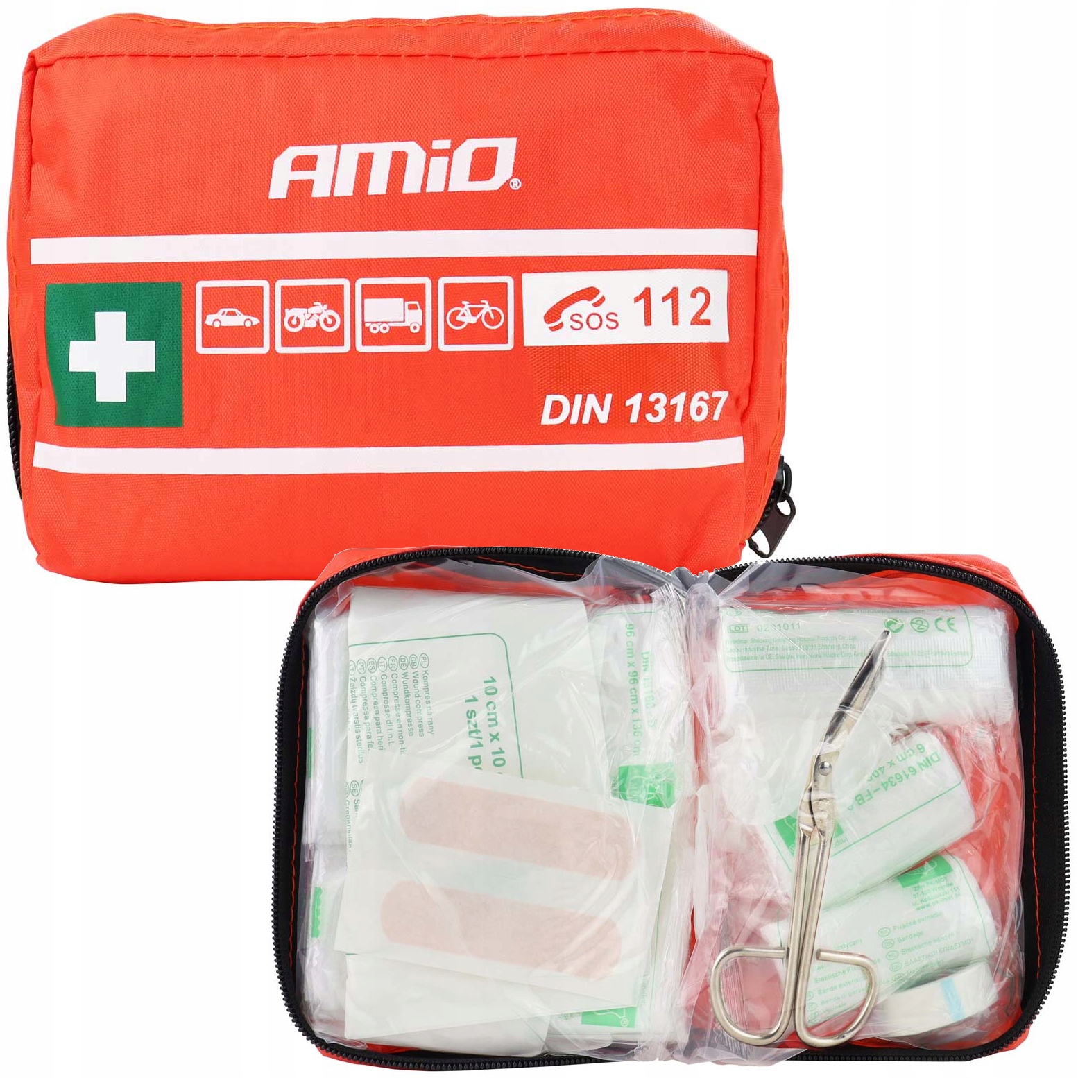 AMiO APTECZKA SAMOCHODOWA auta PIERWSZEJ POMOCY MINI DIN Z WYPOSAŻENIEM