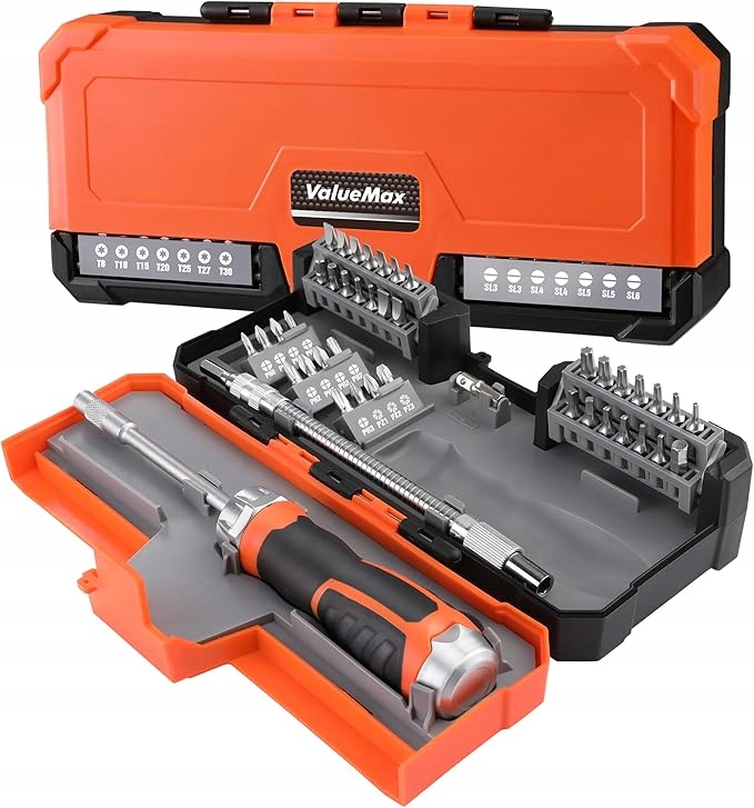 ValueMax Sada šroubováků 43 ks. Šroubovák s ráčnou a elastickým válečkem