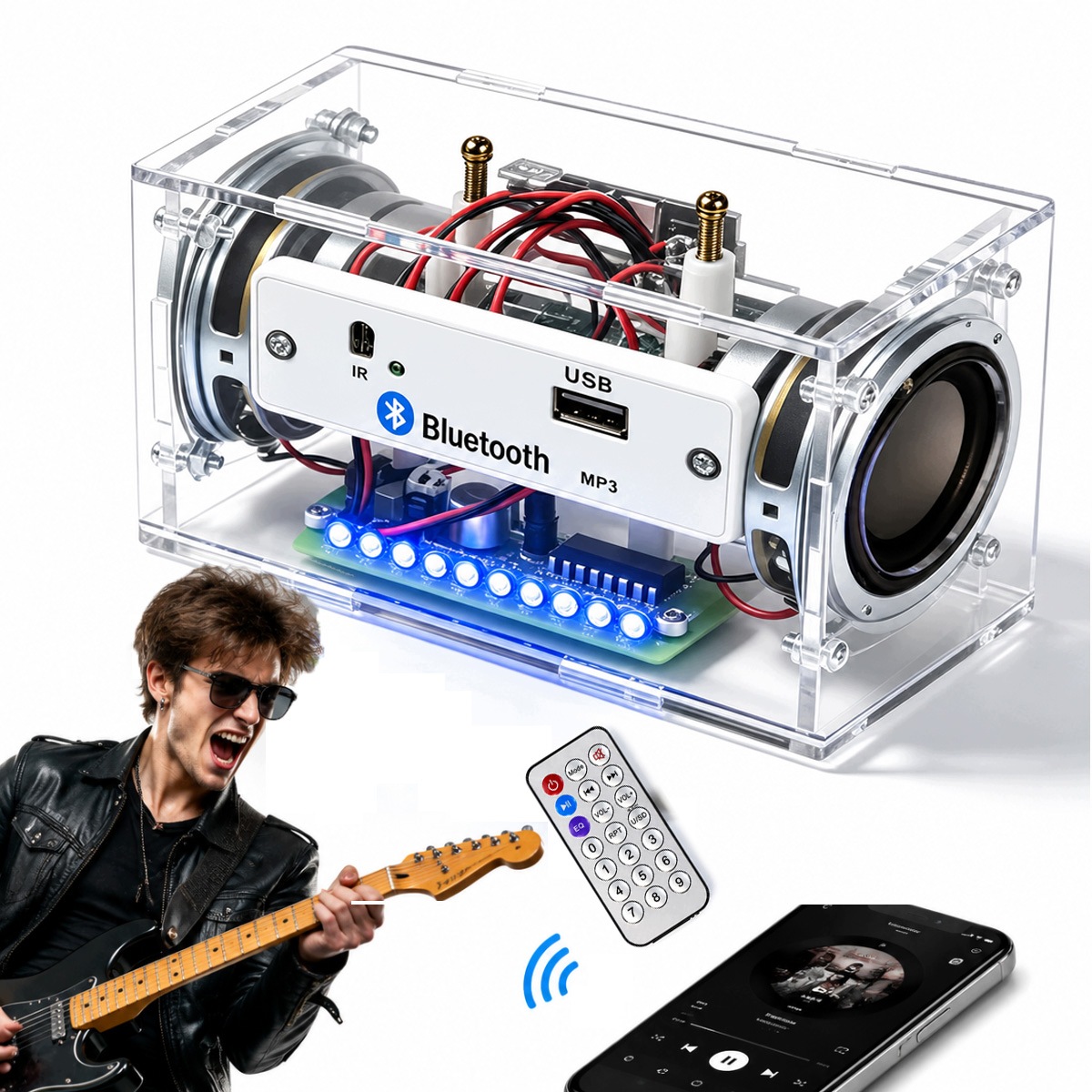 Głośnik Bluetooth Stereo Z Pilotem Zestaw Do Nauki Lutowania Diy Instrukcja