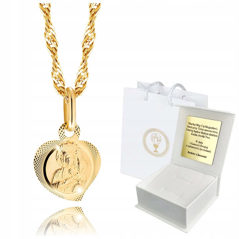 

Złoty Łańcuszek z Medalikiem 585 Komunia Chrzest