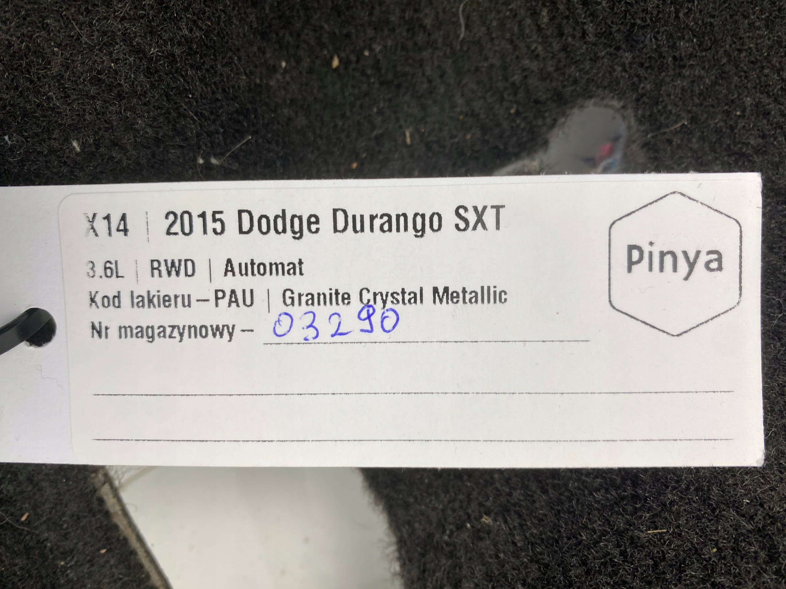 AUTOTEPPICHE des Bodens Dodge Durango 3.6L 2014+ USA