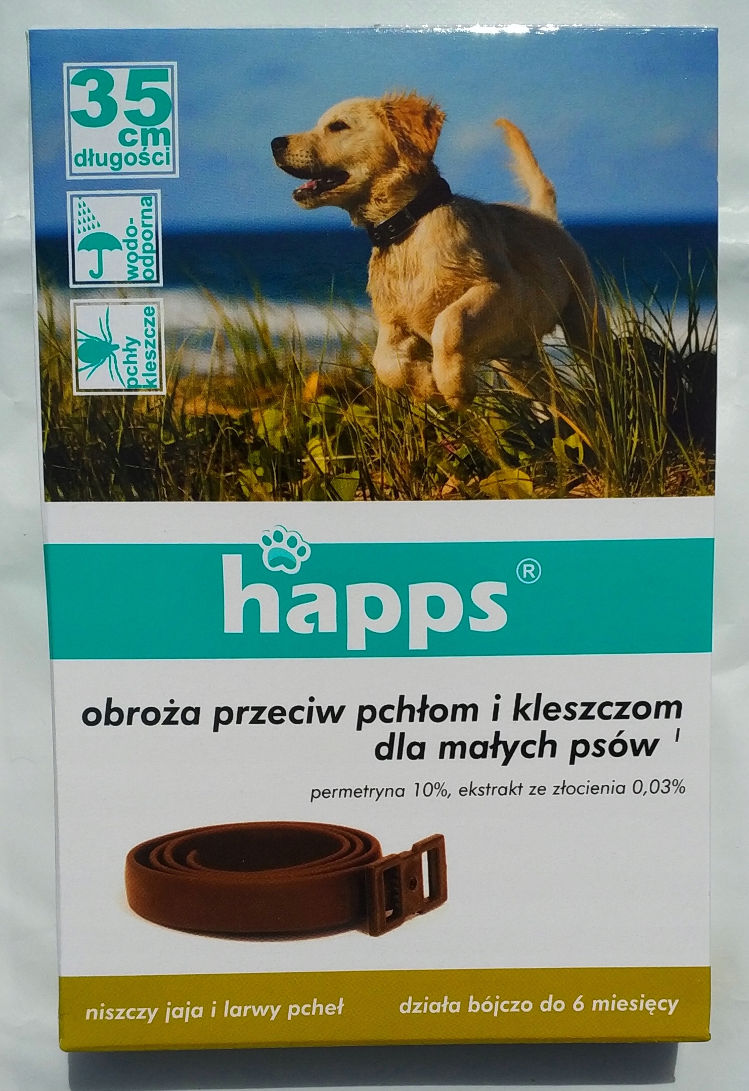 

Obroża na pchły i kleszcze dla małych psów Happs