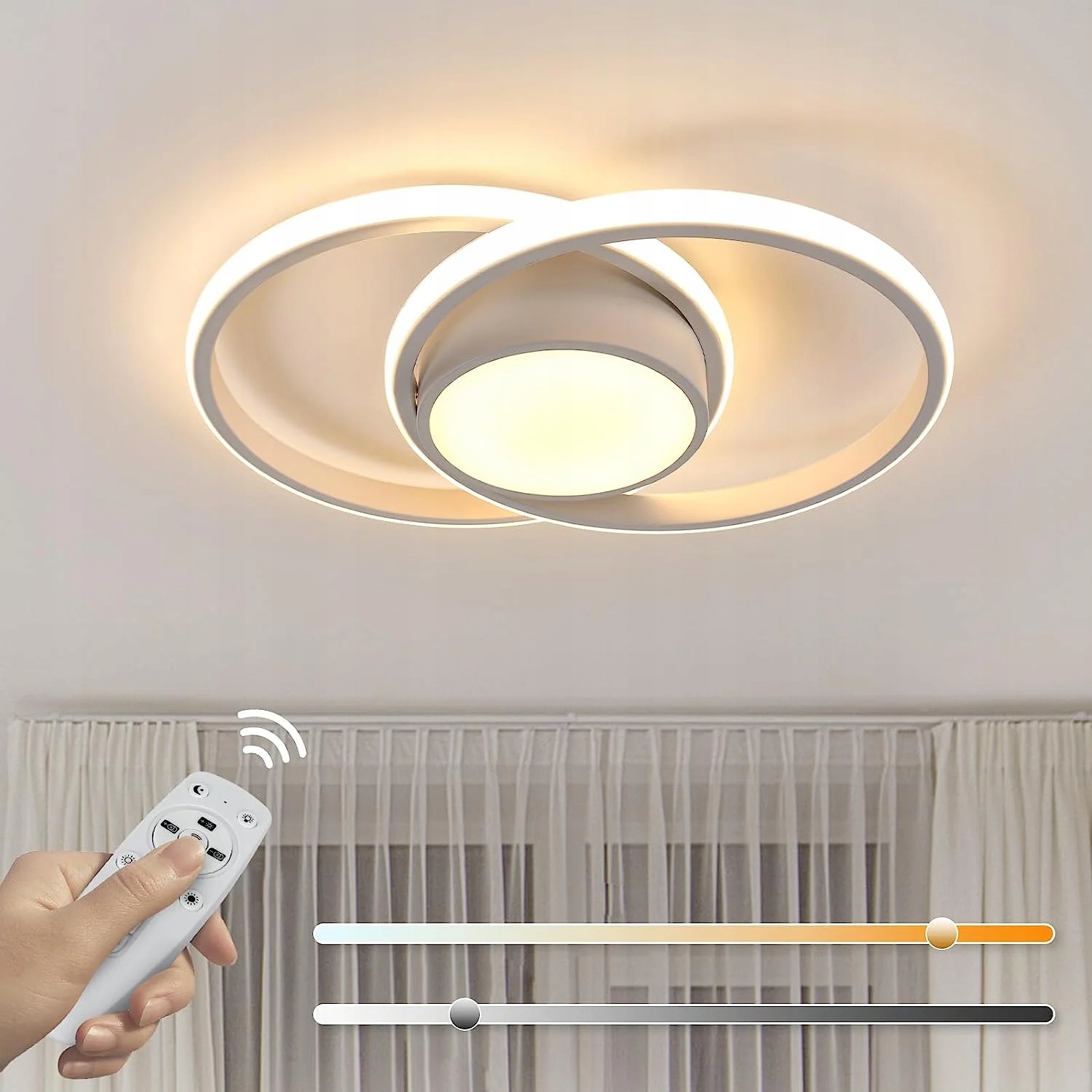 Led stropní závěsné svítidlo bílé kulaté moderní s dálkovým ovládáním do obývacího pokoje 40W
