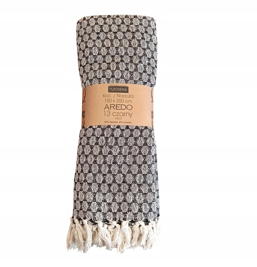 Přehoz Aredo bavlněný s třásněmi 150x200 černý 13