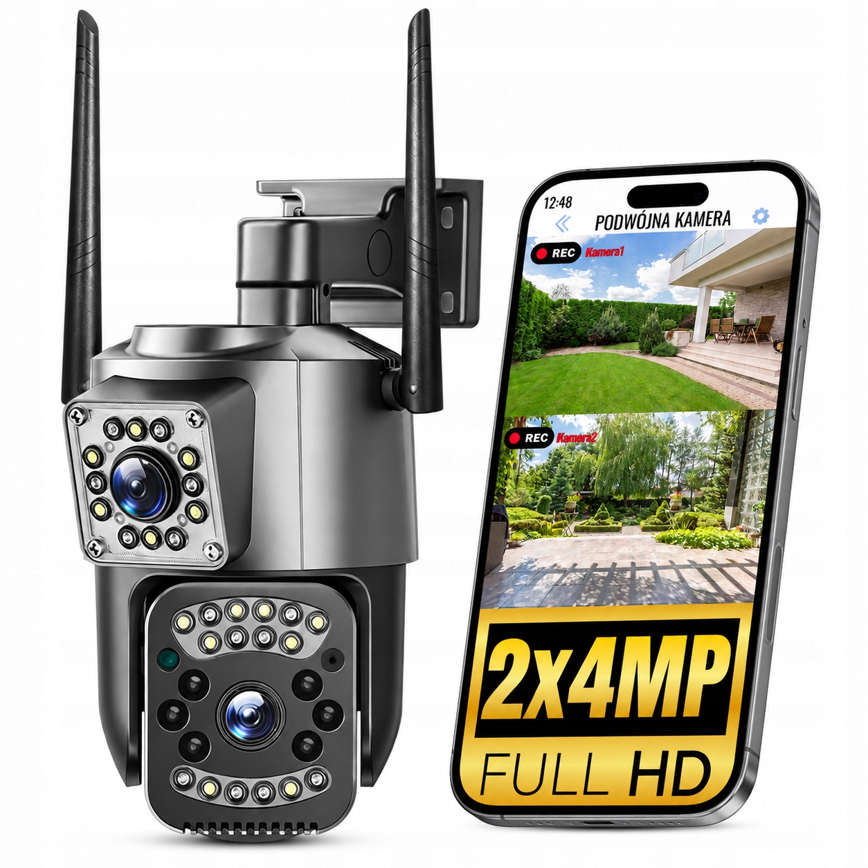 Venkovní kamera 4G Lte, 4MP (2×2MP), duální objektiv, Full Hd