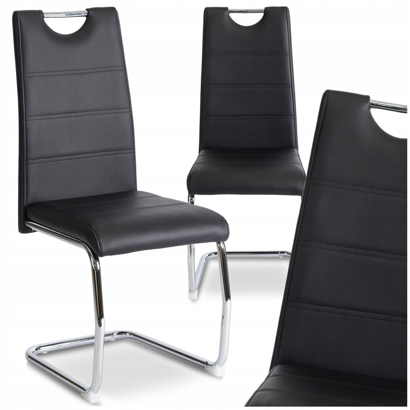 Čalouněná kuchyňská židle do obývacího pokoje Jídelna na ližinách Lopez Černá