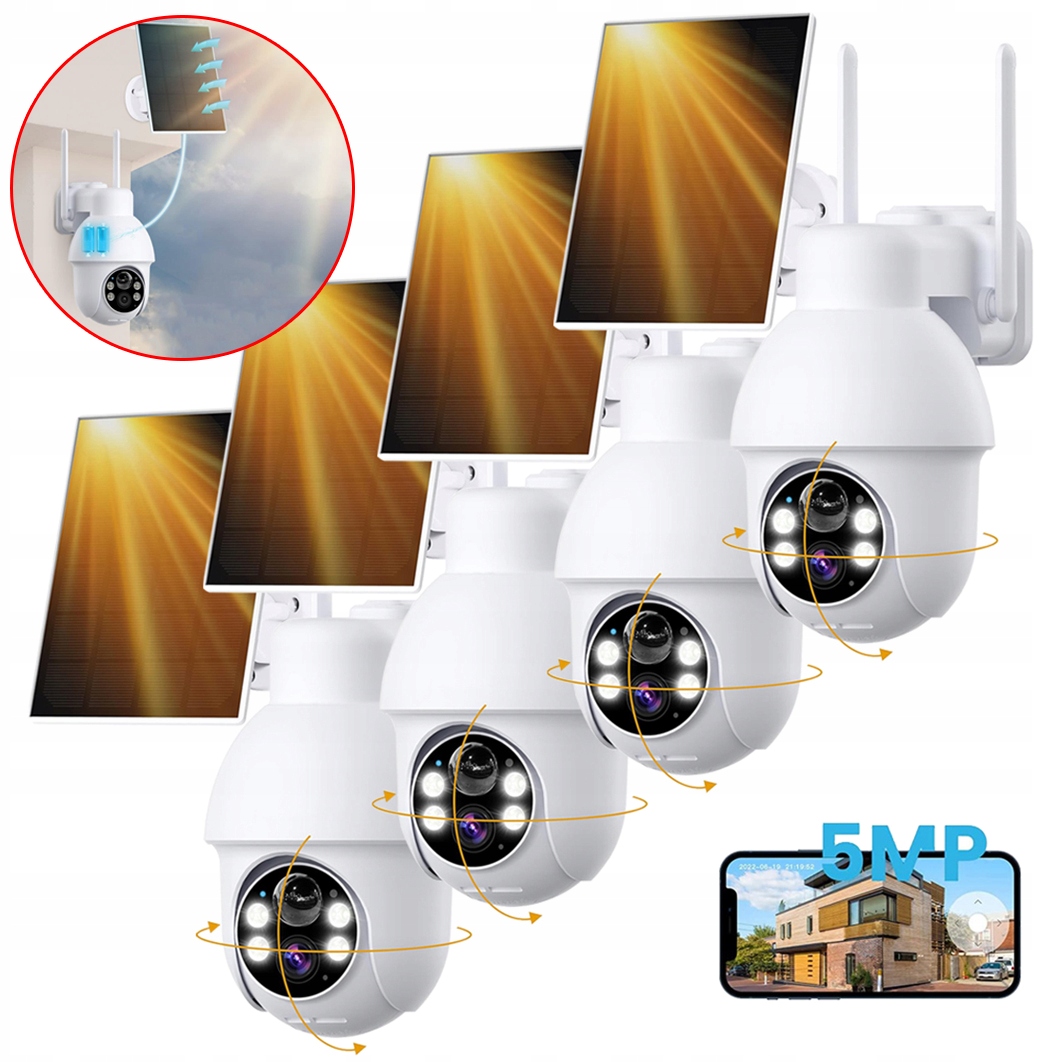 Venkovní Solární Kamera 5MPX Wifi Otočná Barevné Noční Vidění 4xZOOM x4
