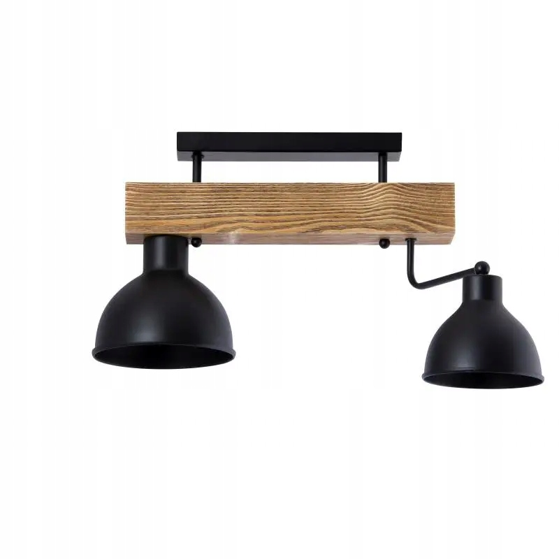 Stropní Svítidlo ze dřeva s 2 stínítky a regulací pro chodbu v hale