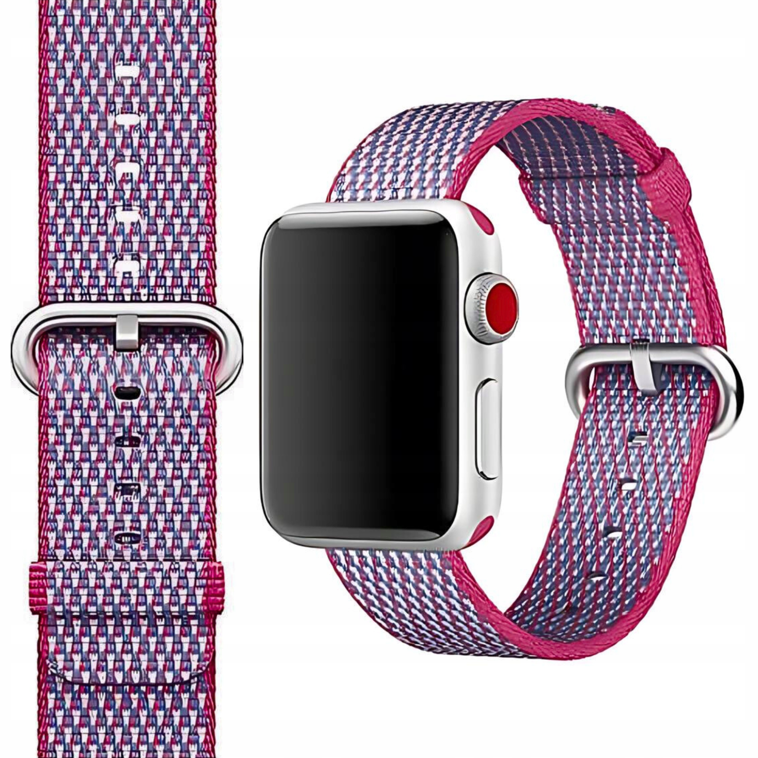 Apple Watch 38 mm Originální Řemínek Woven Nylon Berry Check fialový
