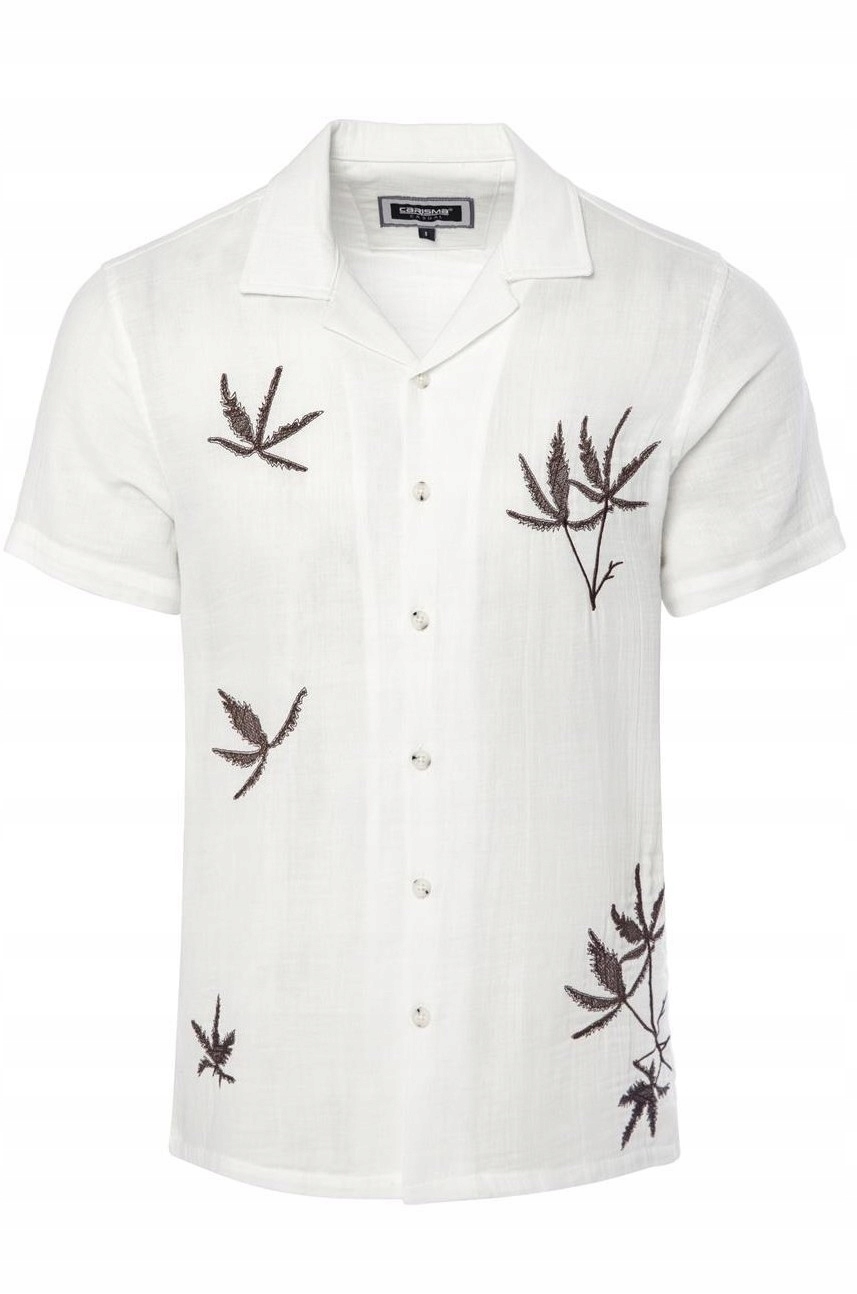 Volná pánská bavlněná košile s výšivkou Prodyšná prázdninová palma S
