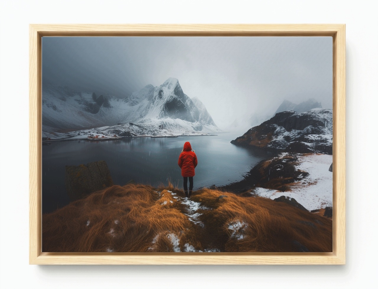 Obraz Rama American Box Zima Fiord Škandinávia Príroda Krajina 80x60