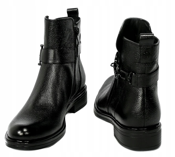 Caprice 25300 czarne botki damskie płaski obcas skóra Rozmiar 40