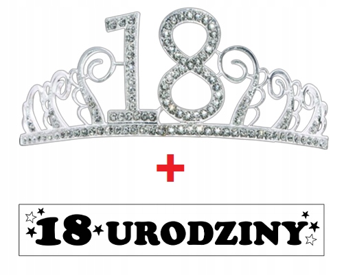 

Diadem Korona Opaska 18 Urodziny Lat 3W1 Szarfa