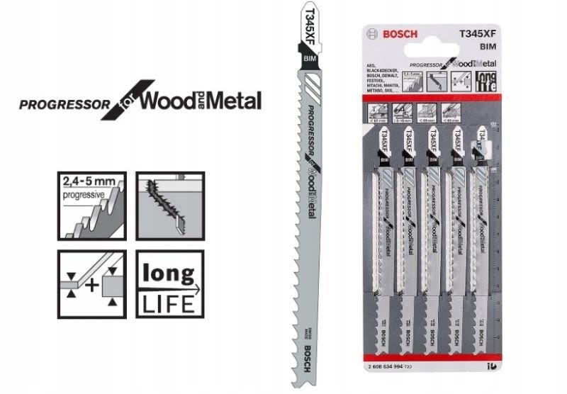 Pilový List pro přímočaré pily T 345 Bosch 2 608 634 994