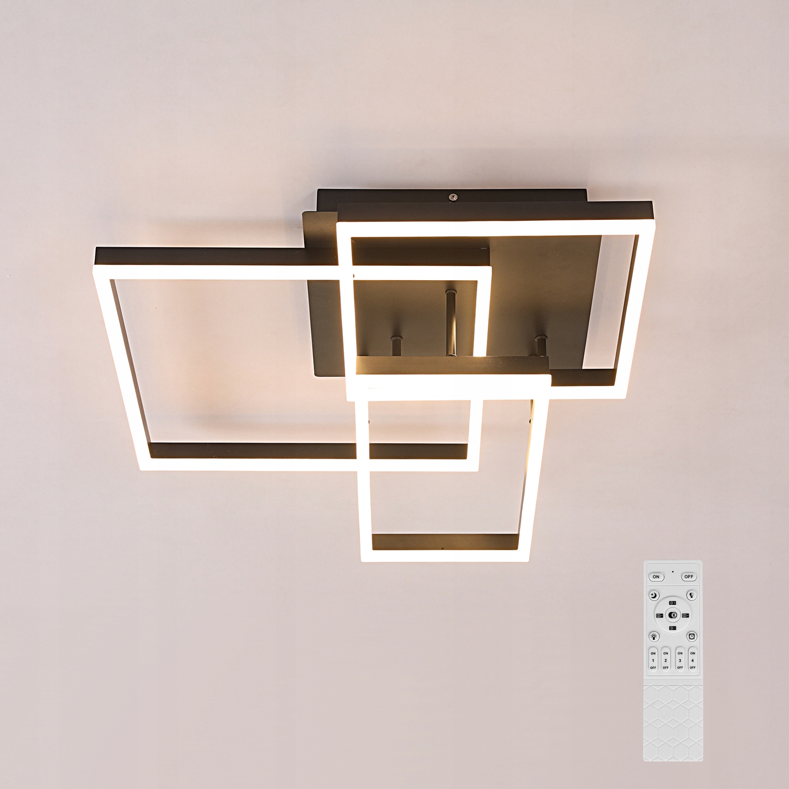 Stropné Závesné Svietidlo Čierny Luster Led Moderný S Diaľkovým Ovládaním 48W