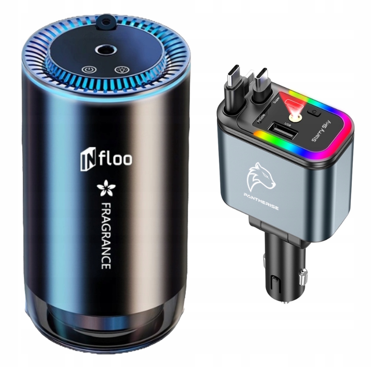 Inteligentny Nawilżacz Powietrza Dyfuzor Ładowarka Samochodowa 5w1 Usb-c