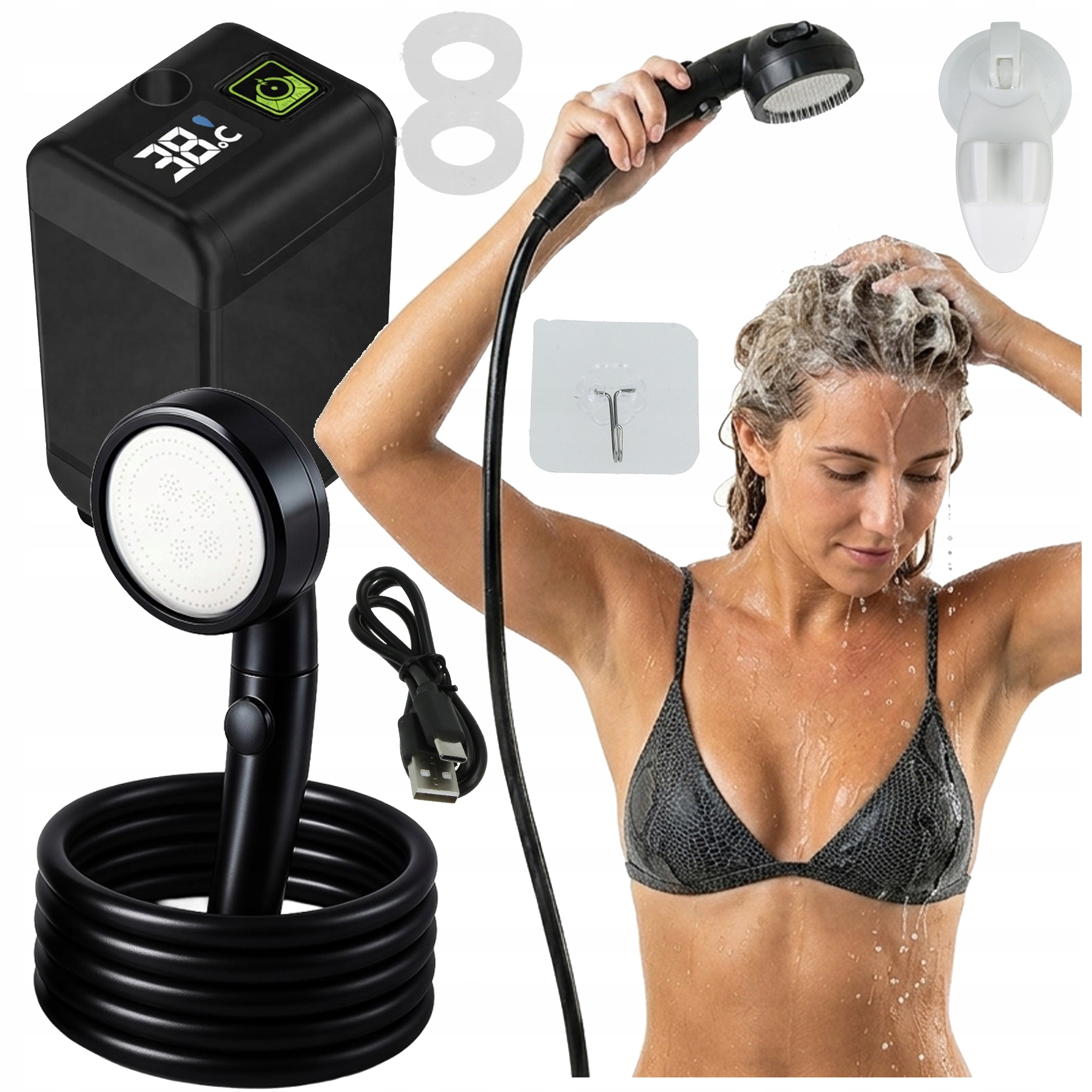 Turistická Sprcha Přenosná Na Usb Sprcha Camping Akumulátor 7800 mAh