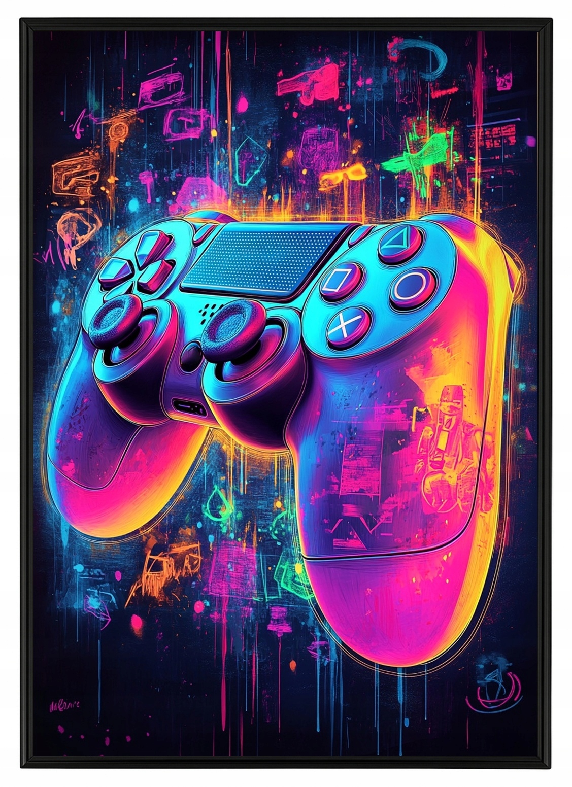 Plakát Rámeček Aluminium Gaming Hra Gamer Konzola Pad Neon Cyberpunk 70x100