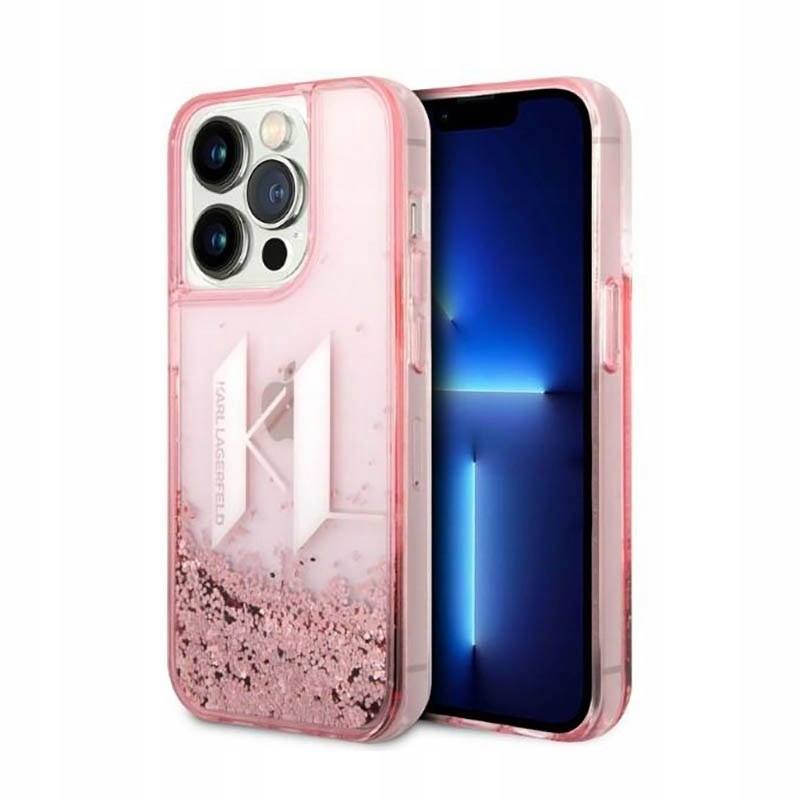 Karl Lagerfeld Liquid Glitter Big Logo Case – Pouzdro pro iPhone 14 Pro (růžové)