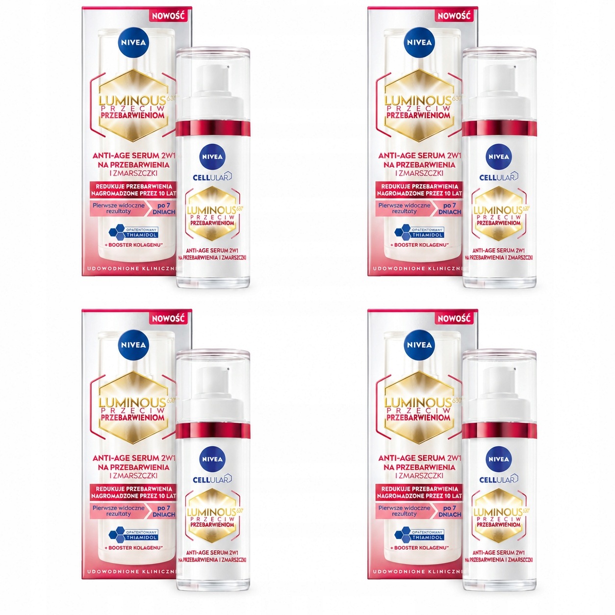 Nivea Luminous Sérum 2v1 proti pigmentovým skvrnám proti vráskám 30 ml x4