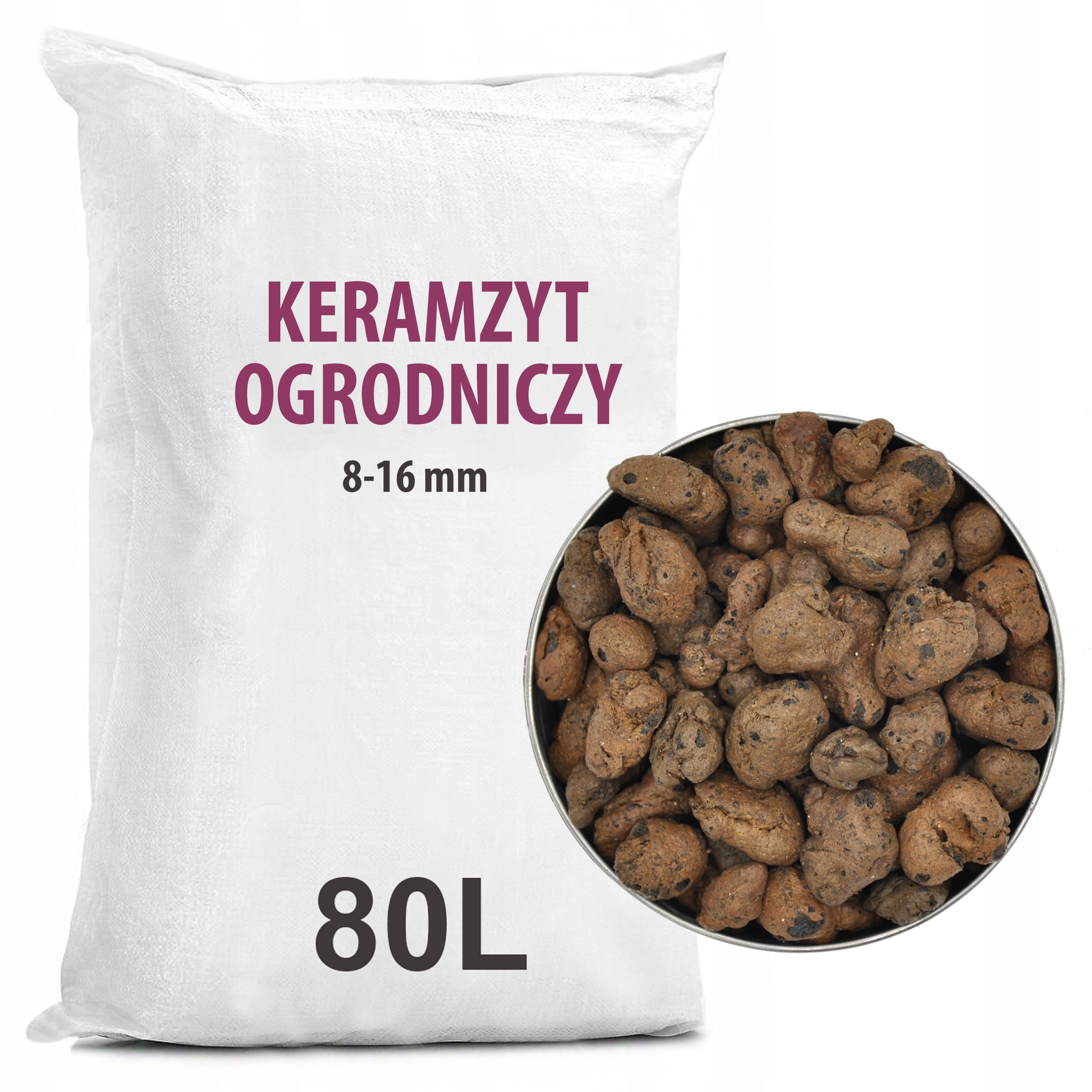 

Keramzyt Ogrodniczy Gruby 8-16 Drenaż Podłoże 80L