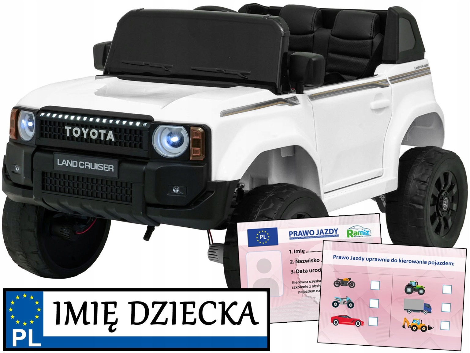 autko na akumulator Toyota Land Cruiser Prado 4 silniki piankowe koło