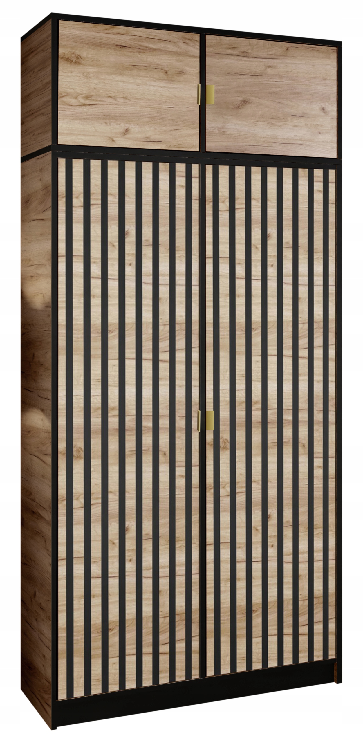 Skříň Lumi 105 2D Dub Craft Vzor 3 zlatý úchyt s nástavcem