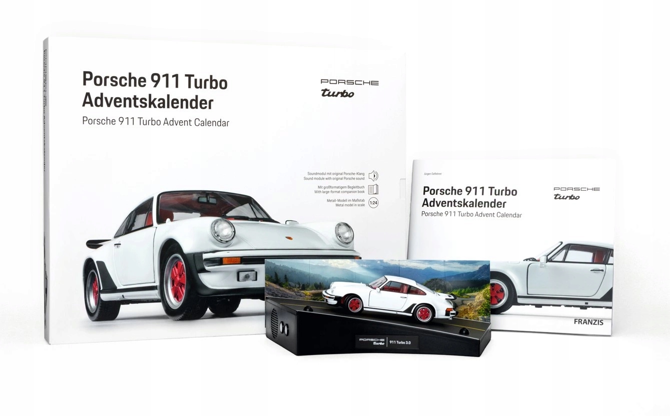 Адвент-календарь Franzis MachineWorks Porsche 911 Turbo 1975 2026, модель 1:24 со звуком, от 14 лет — фото 5