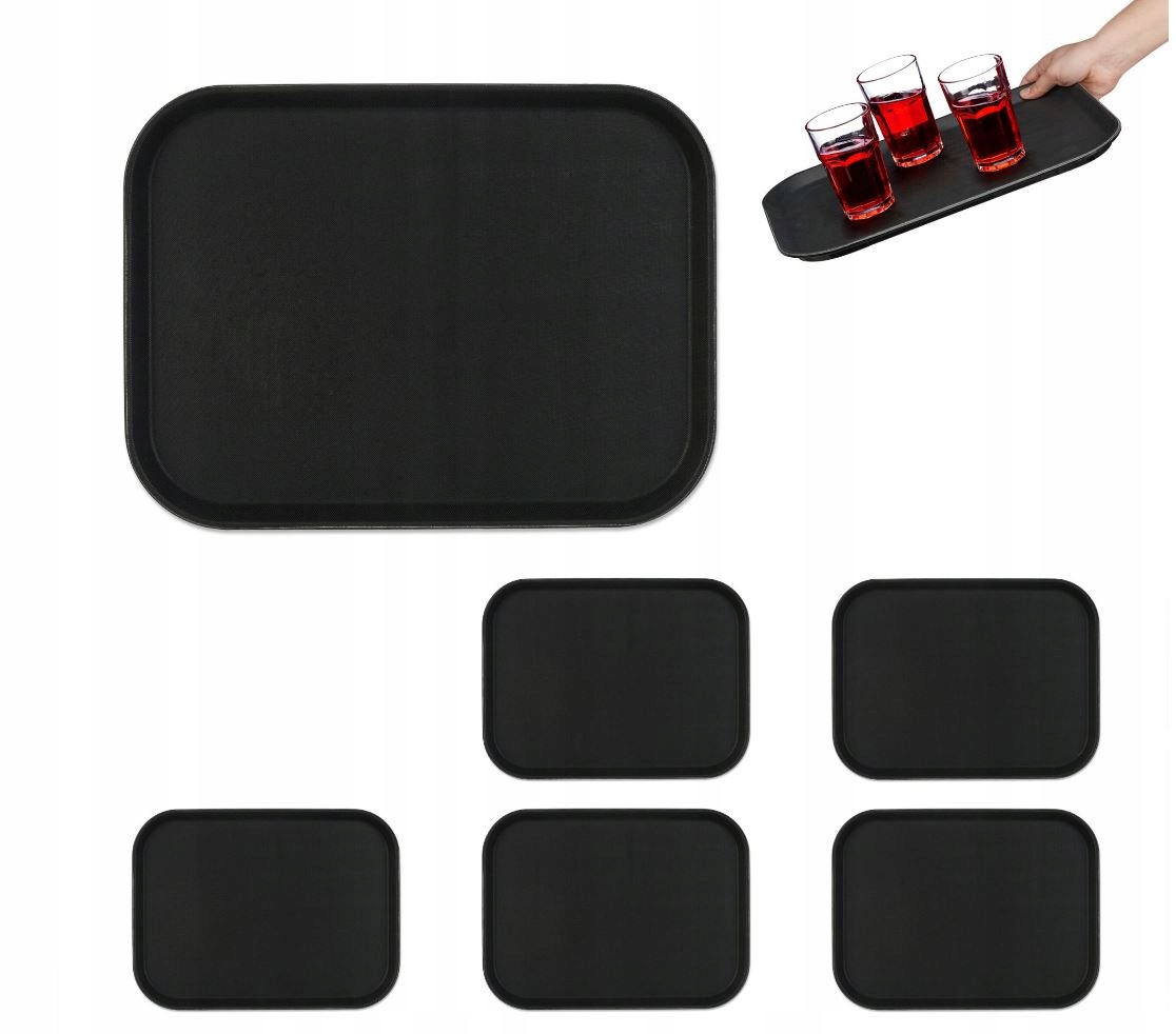 Podnos na servírovanie nápojov čierny 6ks