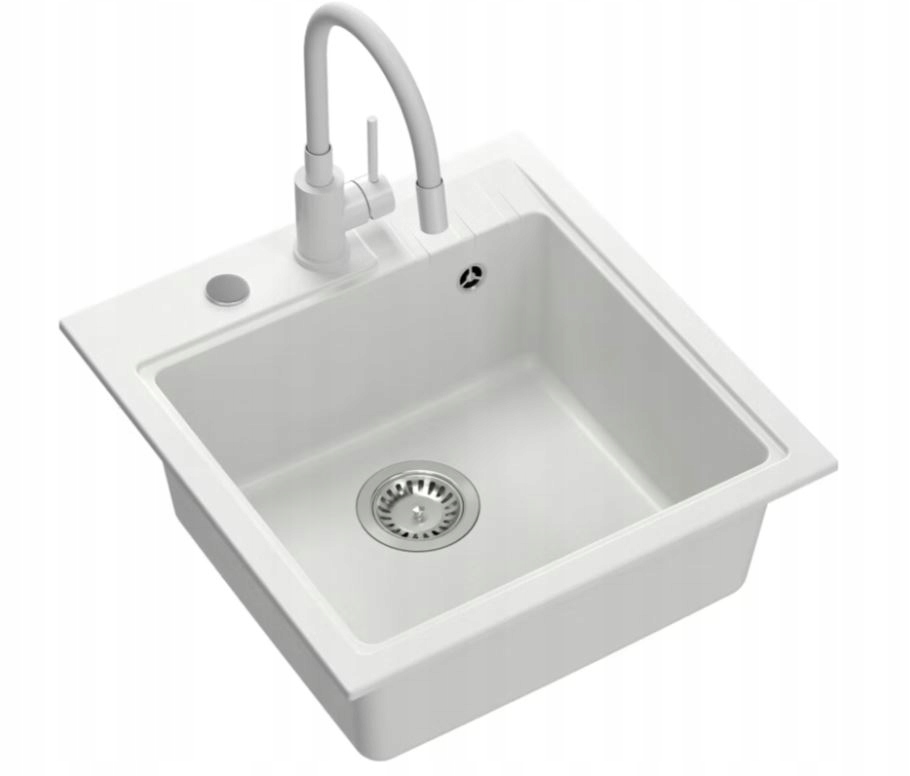Zlewozmywak Quadron Peter 110 granit biały bateria Maggie snow white