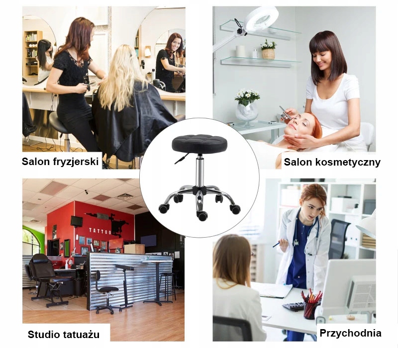 HOKER KOSMETYCZNY STOŁEK FRYZJERSKI OBROTOWY Materiał inny