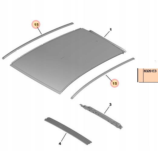 LISTWA DACHOWA DACHU CITROEN C2 PRAWA ORYGINAL Color black