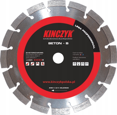 Tarcza Diamentowa 350 x12x25,4/20,0mm Beton-b Professional Kinczyk 14-2023
