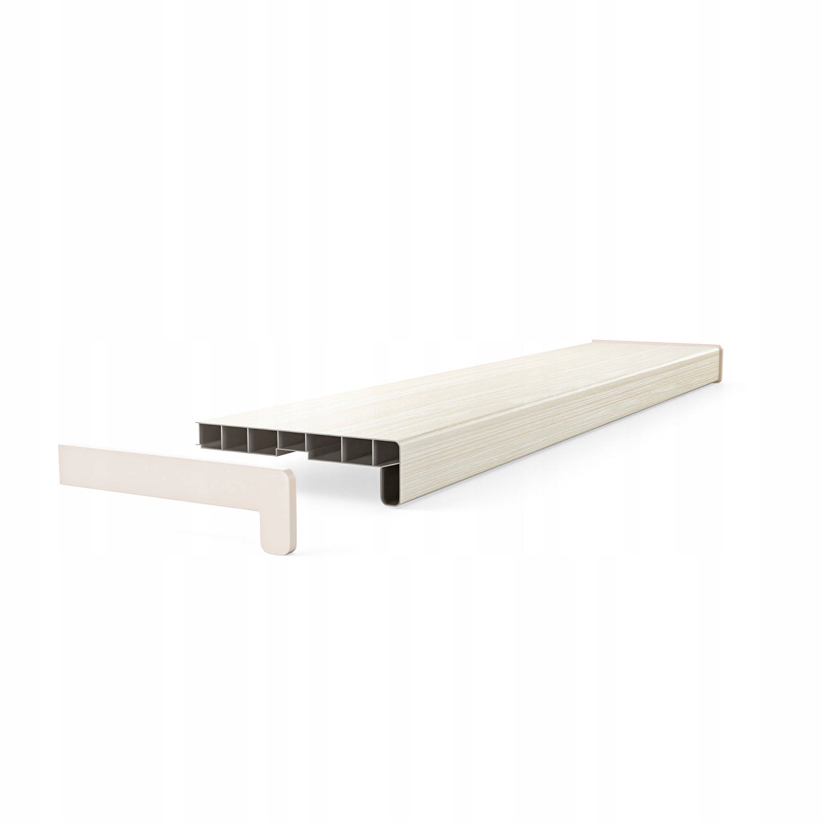 Vnitřní komorový parapet z Pvc, záslepky, šířka 35 cm, délka 110 cm, Skandinávský