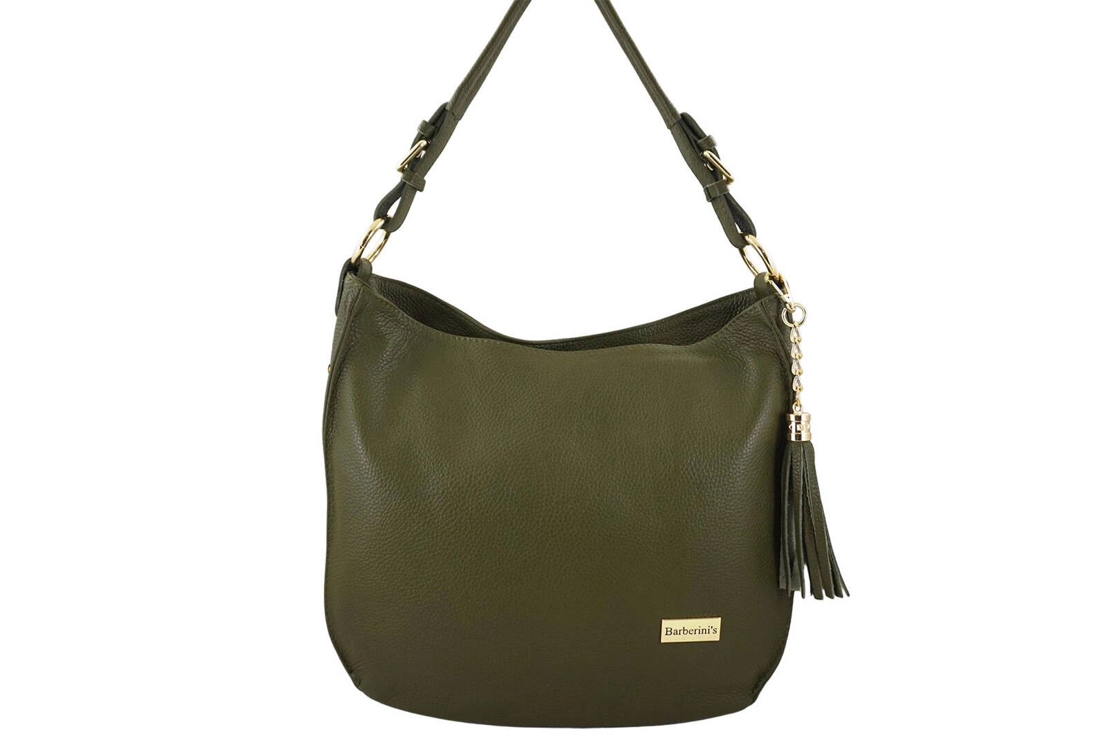 Velká a elegantní kožená kabelka – tmavě zeleň khaki