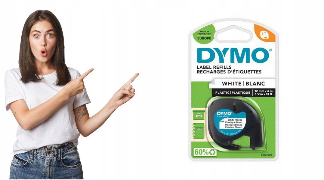Taśma Dymo Letratag 12mm x 4m biała