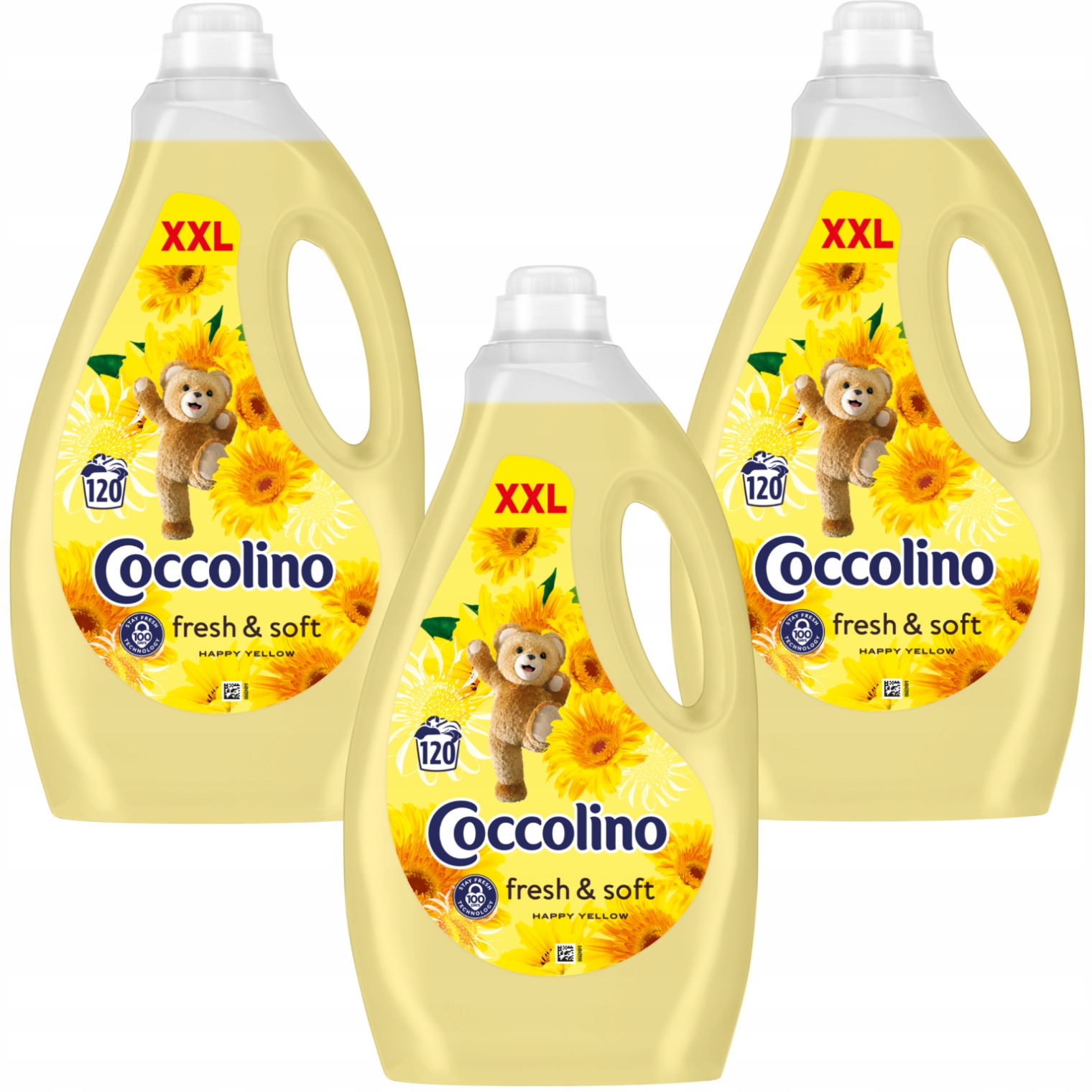 Levně Sada Coccolino Fresh&Soft Tekutá aviváž Happy Yellow 3x3 l 360 praní