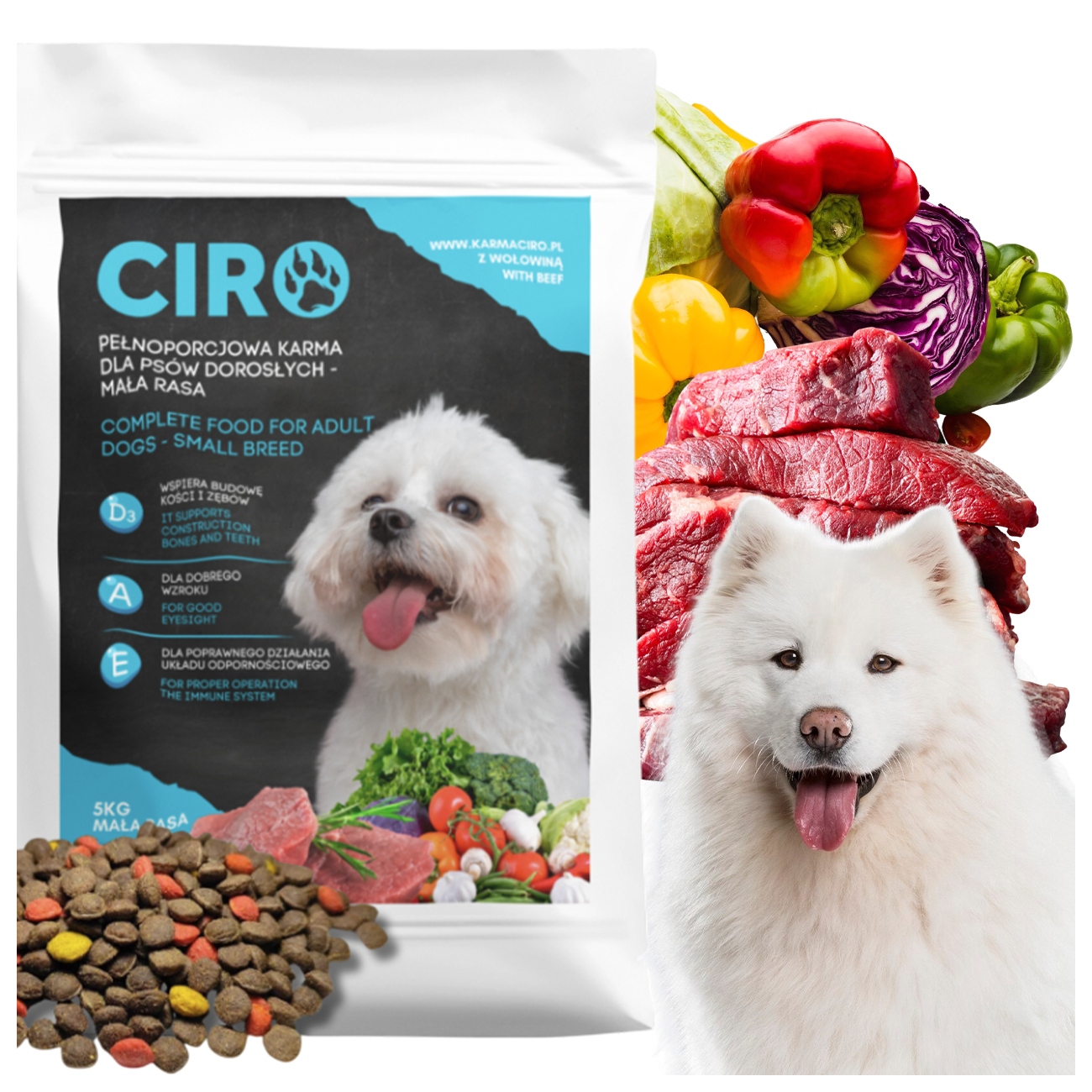 Levně Krmivo Suché Pro Psa Hovězí Maso Zelenina Malé Dospělé Plemena Ciro 10 Kg