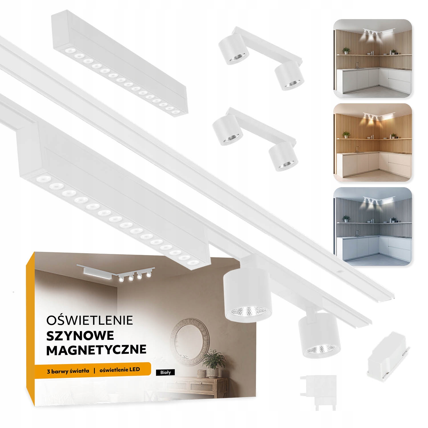 Magnetické koľajnicové osvetlenie 2x Lišta 1 m +15 W a 2x2x7 W biele 5 rokov záruka