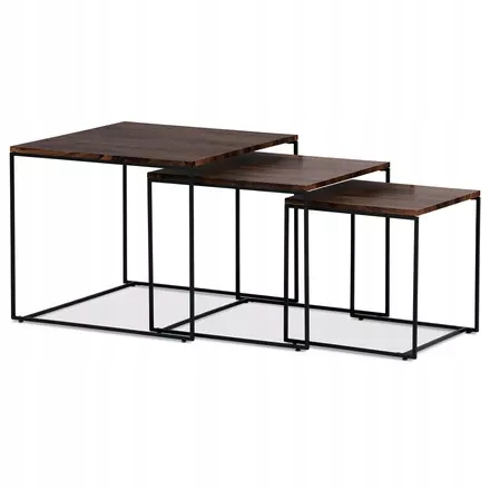 Autronic Sada 3 konferenčních stolů, Mdf deska, dekor ořech, černý kov (af-