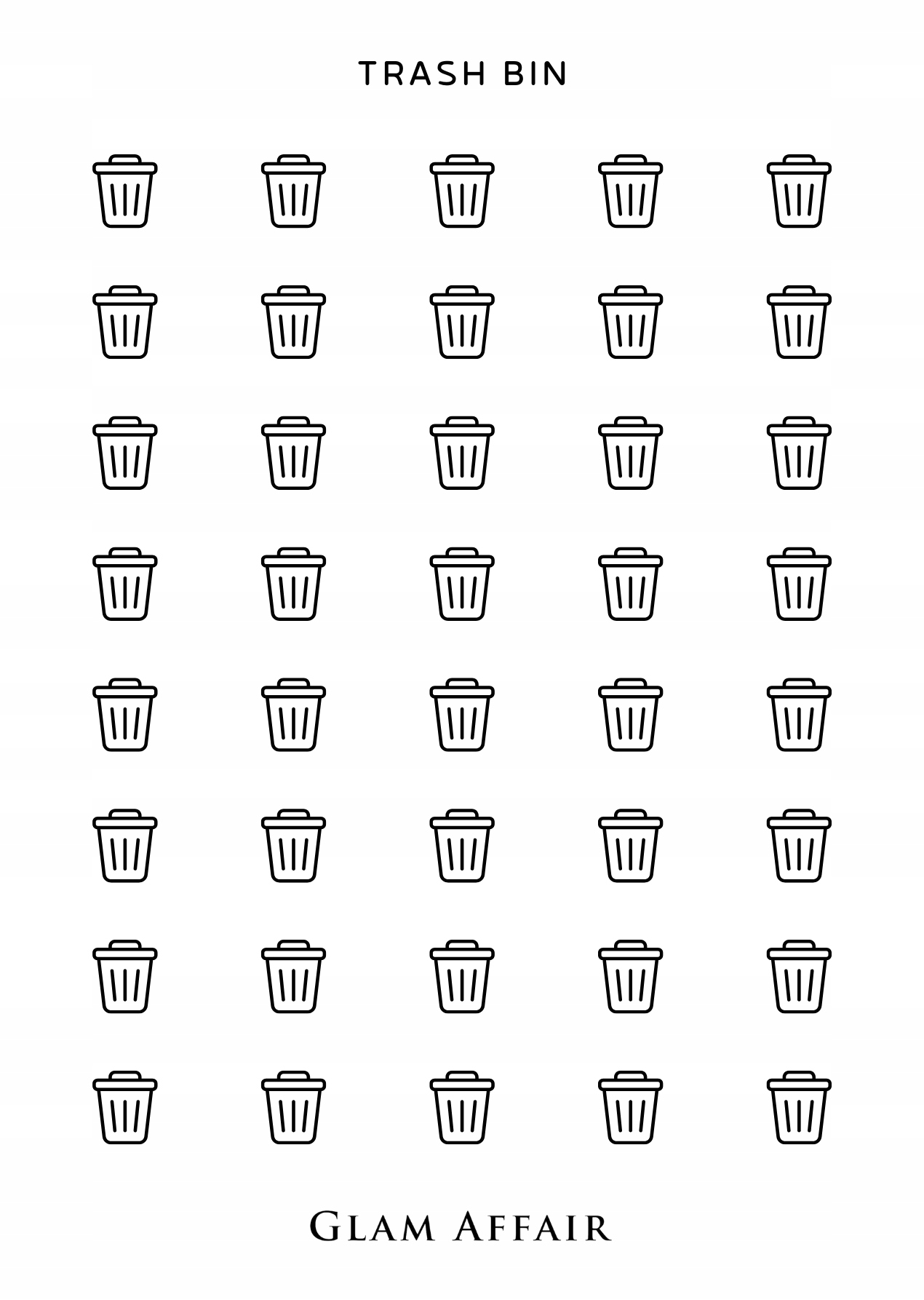 TRASH BIN, ŚMIECI naklejki minimalistyczne