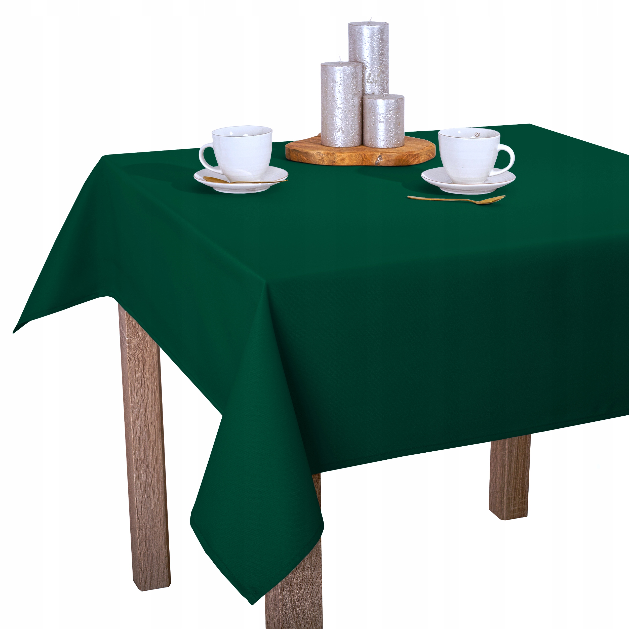 Hladký ubrus Tmavě zelený Obšitý odolný proti skvrnám O1 Laura 120x390 cm