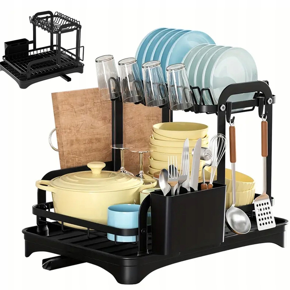Levně Velký Odkapávač Na Nádobí Dvouúrovňový Odkapávač Talíře Příbory 40*30*32 CM