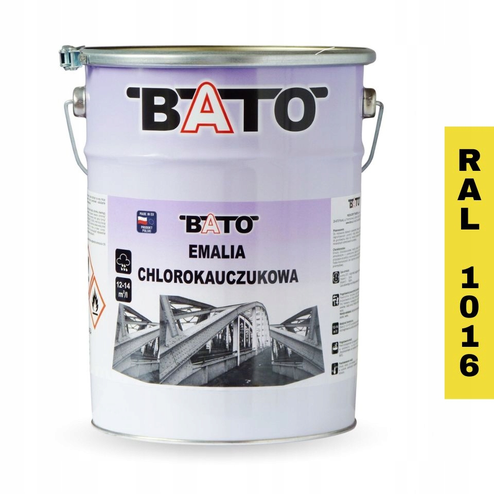 Chlorokaučukový smalt Barva na kov Bato Ral 1016 Žlutá 5L