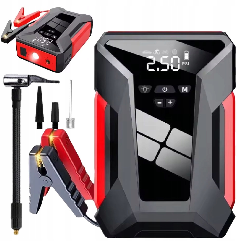 2V1 Startovací zařízení kompresorového boosteru Jump Starter Air Pump 10000 mAh