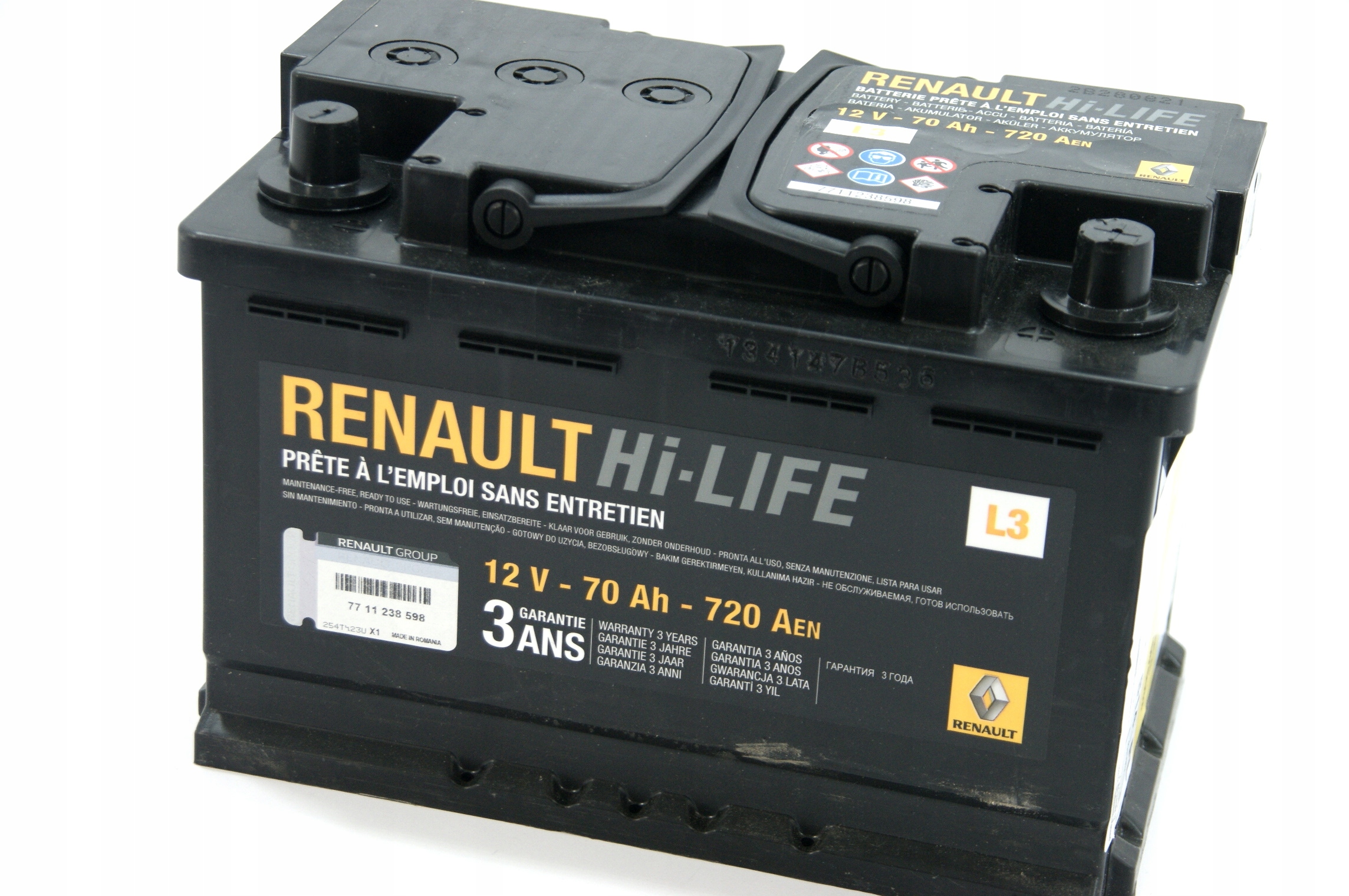 7711238598 7711238598 - Батарея 12V 70AH 720A L3 оригинал RENAULT ...