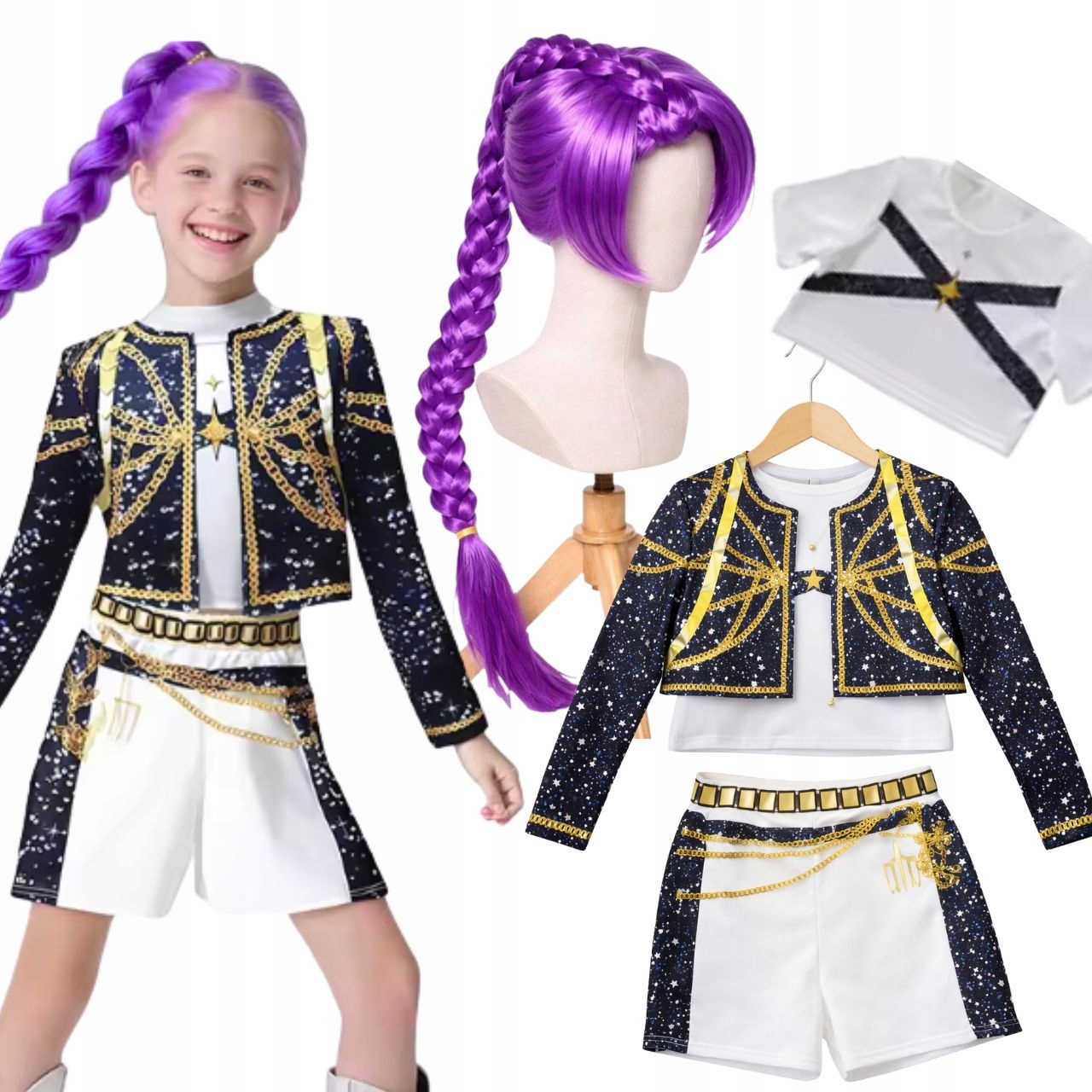 Strój Kostium Przebranie RUMI Demon Hunters Łowczynie Demonów 7-12L +Peruka