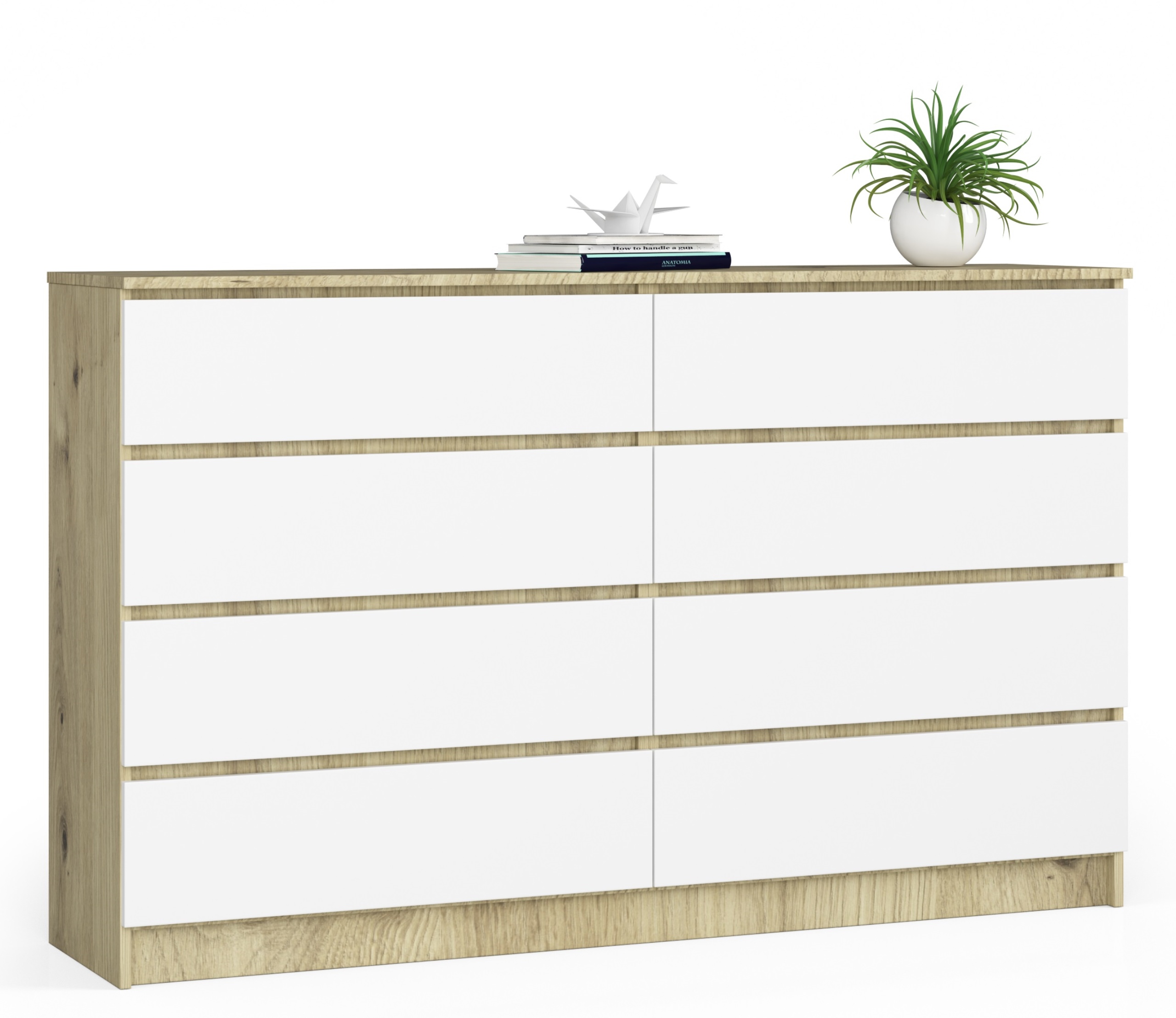 Komoda, skrinka K160 8 zásuviek artsian-biela Akd