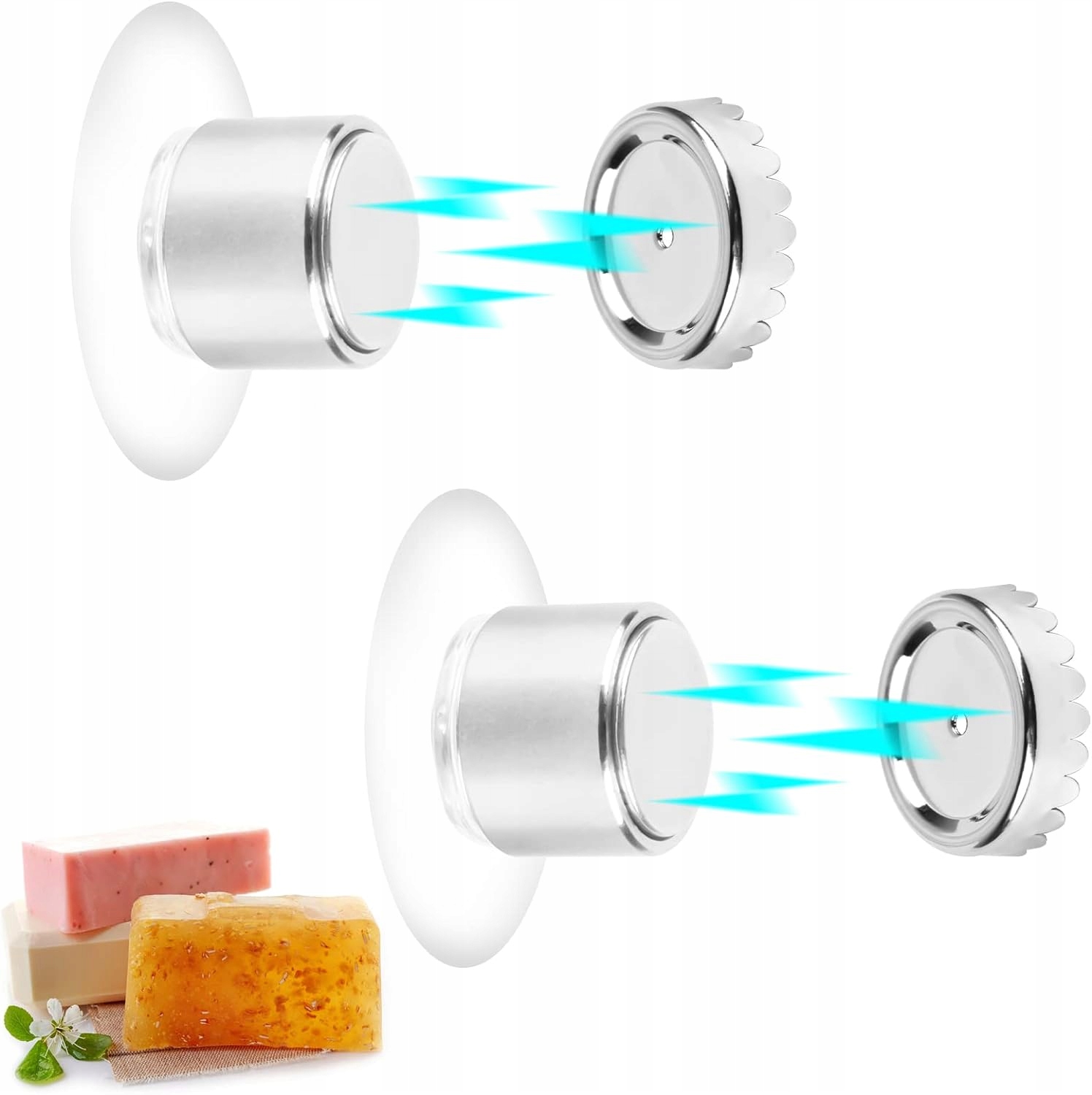 2x UCHWYT NA MYDŁO MAGNETYCZNY Z PRZYSSAWKĄ NA ŚCIANĘ UMYWALKĘ MYDELNICZKA